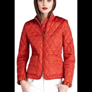 Burberry Poppy Red Brit Quilted Jacket- Size XS